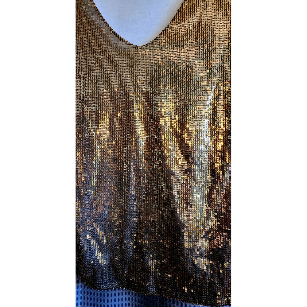 The Limited Womens Gold Sequin V-Neck Sleeveless Top White Mixed Media Size -Med - Picture 3 of 8